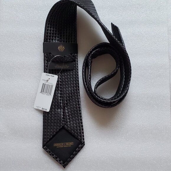 Donald Tramp Tie, Black-and-Grey-Squares with White Little Dots - Picture 2 of 5